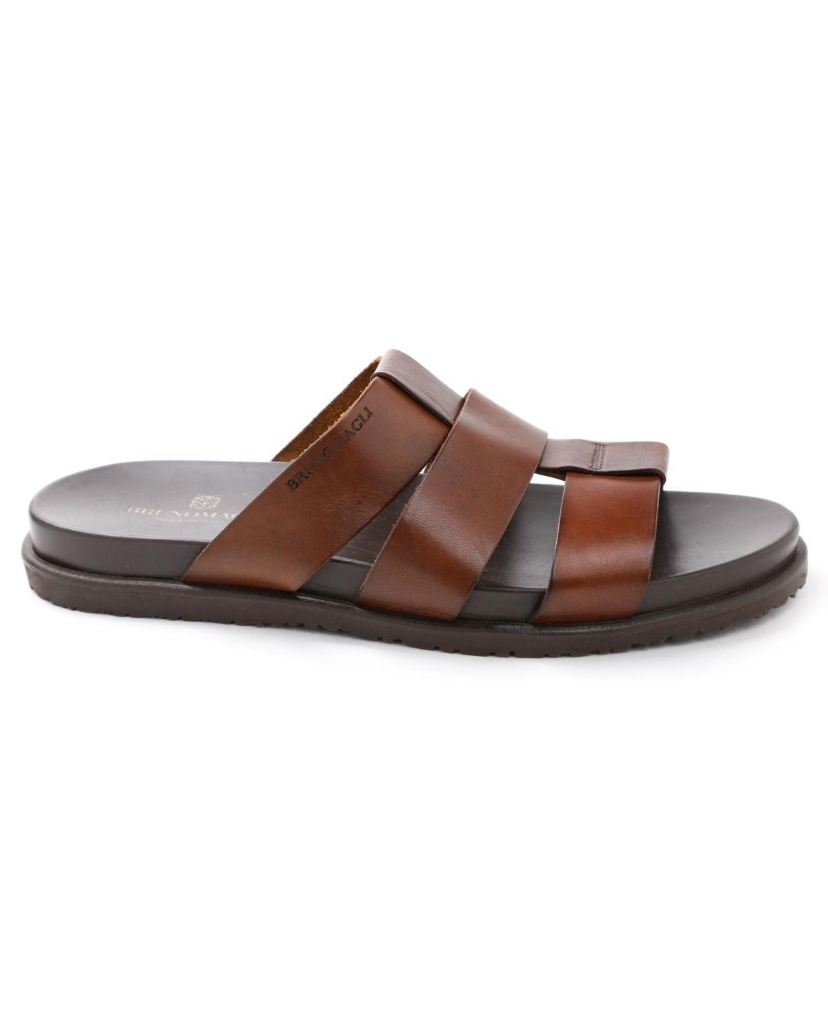 Mens Empoli Three-Strap Leather Slide Sandals Product Image