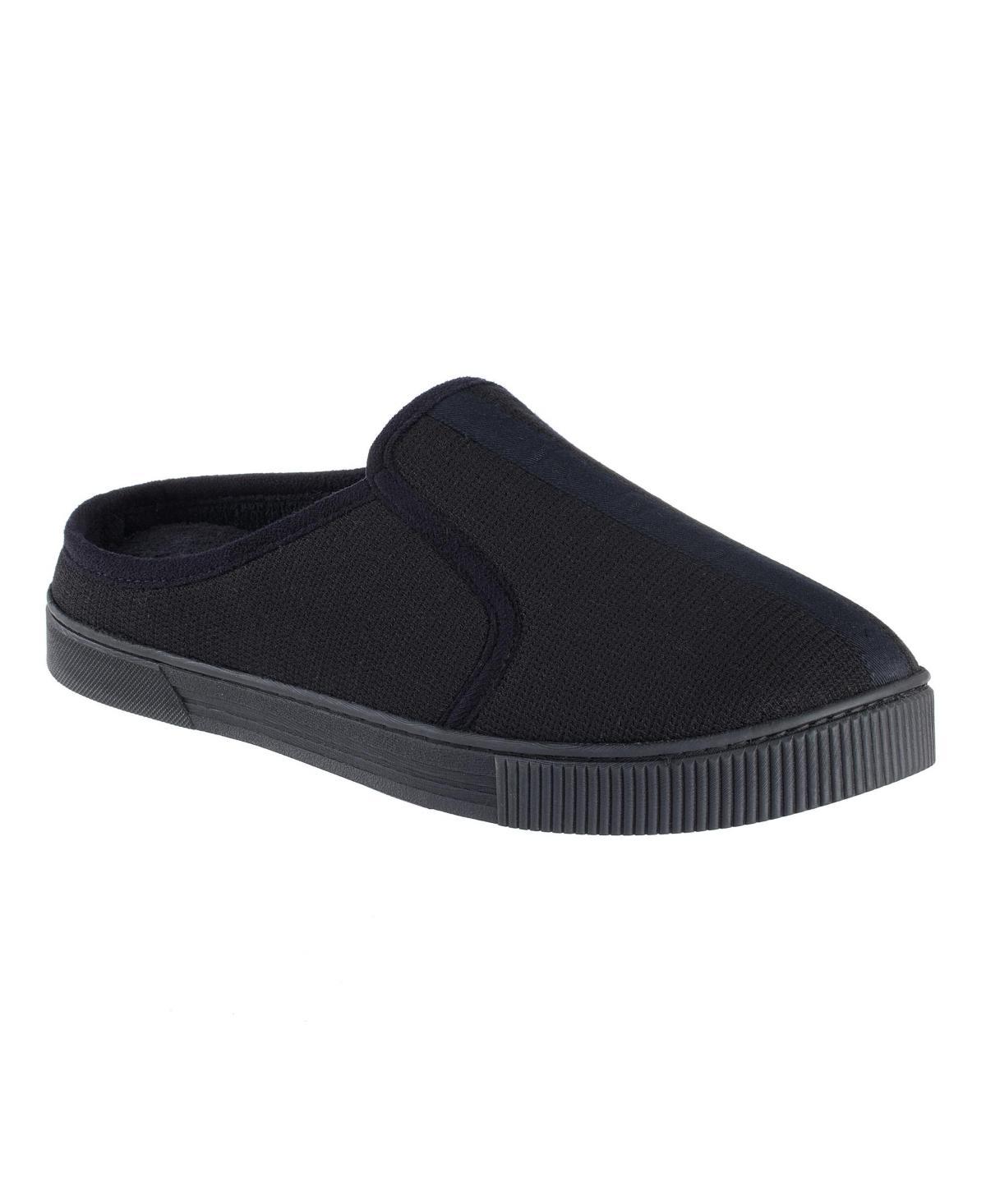 Isotoner Men's Kai Micro Textured Knit Hoodback Slippers - Black L Product Image