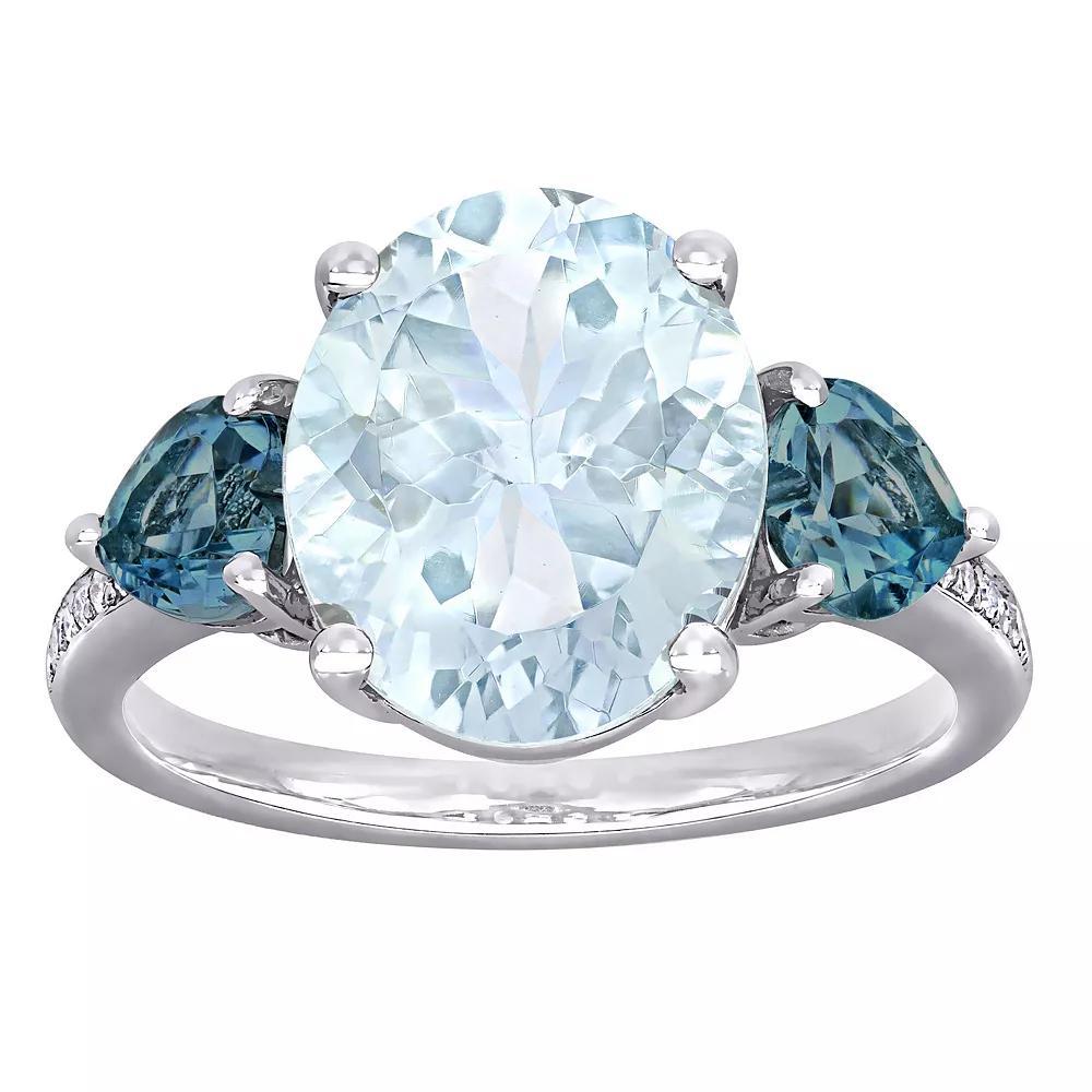 Stella Grace Sterling Silver Aquamarine & Blue Topaz 3-Stone Ring, Women's, Size: 6, Silver Tone Product Image