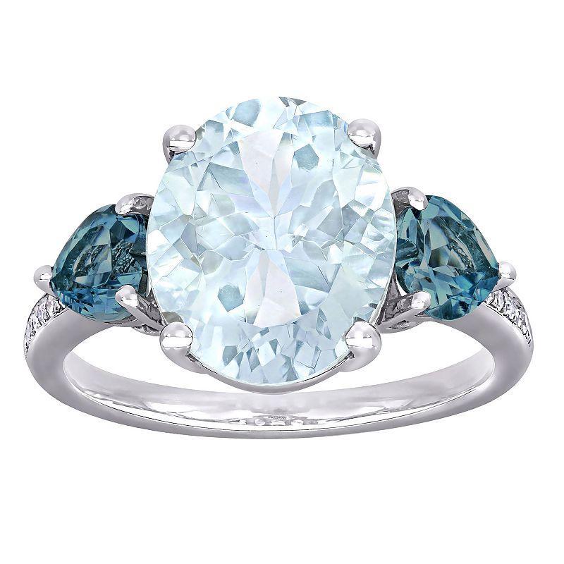 Stella Grace Sterling Silver Aquamarine & Blue Topaz 3-Stone Ring, Women's, Size: 6, Silver Tone Product Image