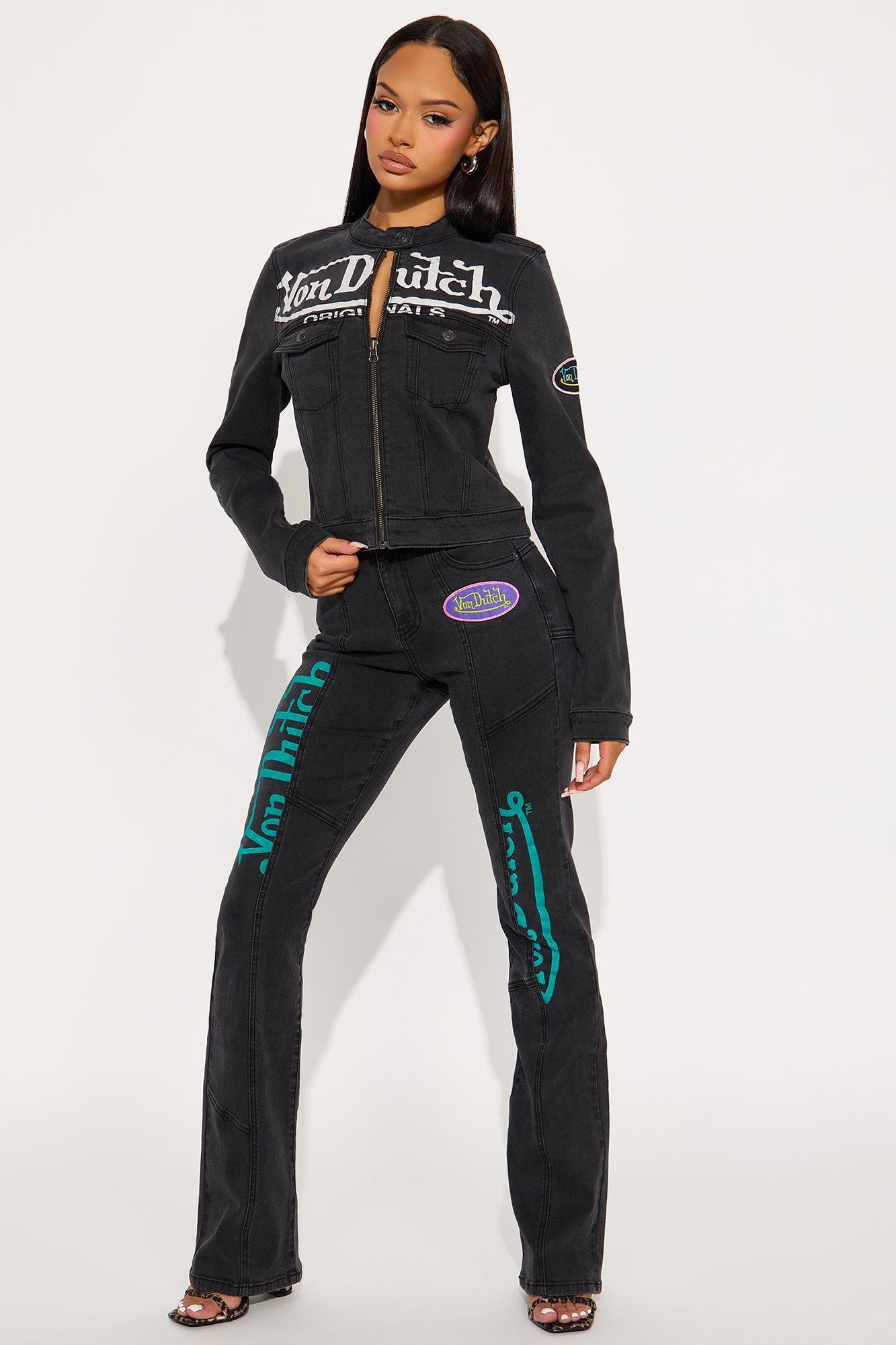 Von Dutch Denim Moto Jacket - Black Wash Product Image