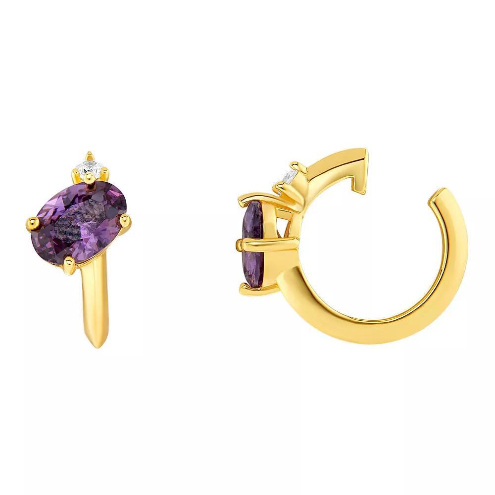PRIMROSE Sterling Silver Cubic Zirconia Birthstone Ear Cuff, Women's, Gold Tone February Product Image