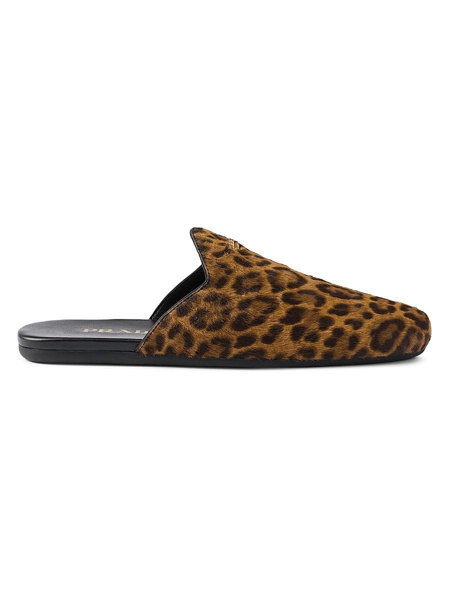 Womens Leopard-Print Leather Mules Product Image