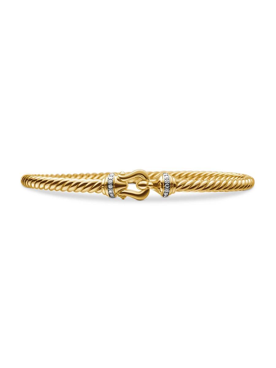 David Yurman Buckle Bracelet in 18K Yellow Gold with Diamonds, Medium Product Image