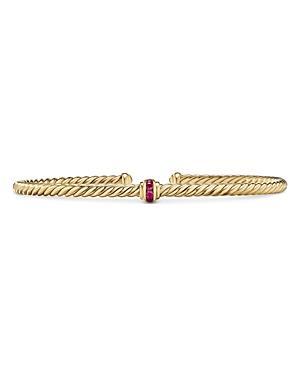 David Yurman 18K Yellow Gold Cable Classics Pave Ruby Center Station Bracelet Product Image