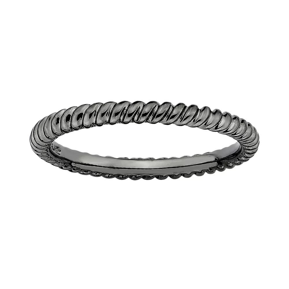 Stacks & Stones Ruthenium-Plated Sterling Silver Twist Stack Ring, Women's, Size: 10, Black Product Image