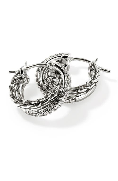 JOHN HARDY Jh Essentials Crossover Hoop Earrings, 15mm In Silver/diamonds Product Image