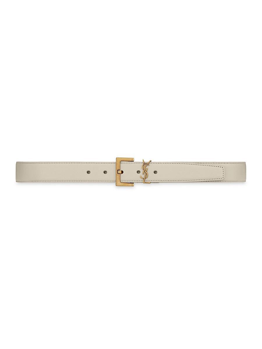 Womens Cassandre Belt with Square Buckle in Grained Leather Product Image