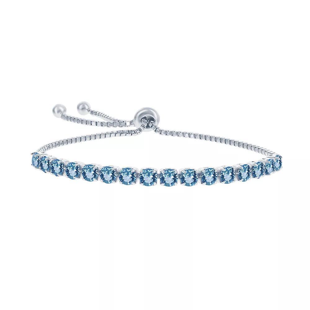 Sterling Silver Simulated Blue Topaz Adjustable Bracelet, Women's, Size: 5-9" ADJ Product Image