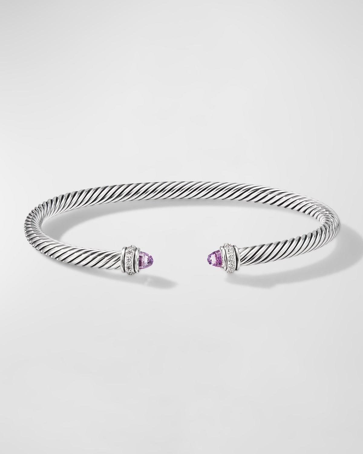 David Yurman Sterling Silver Cable Classic Bracelet with Blue Topaz & Diamonds Product Image