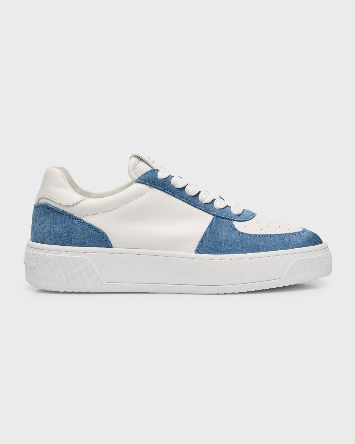 Mixed Leather Courtside Low-Top Sneakers Product Image