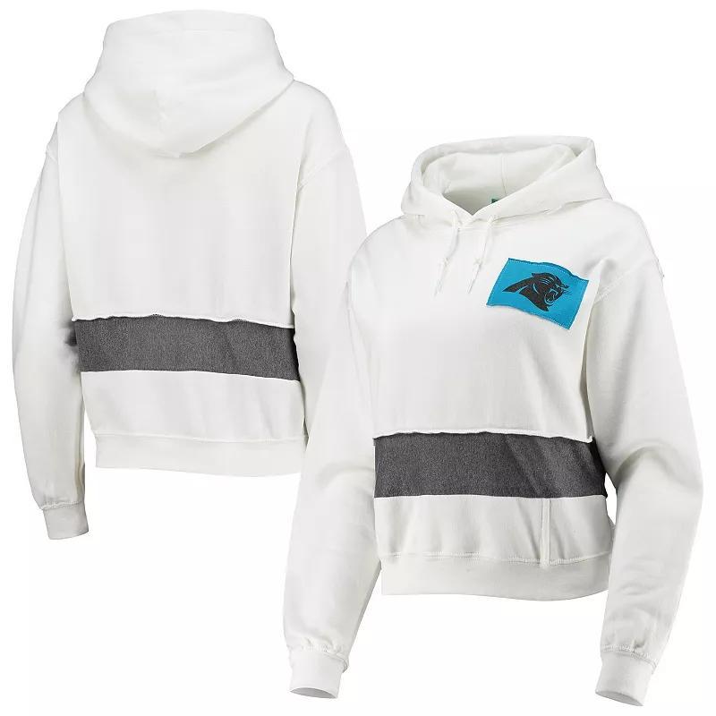 Women's Refried Apparel White Carolina Panthers Sustainable Crop Dolman Pullover Hoodie, Size: Large Product Image