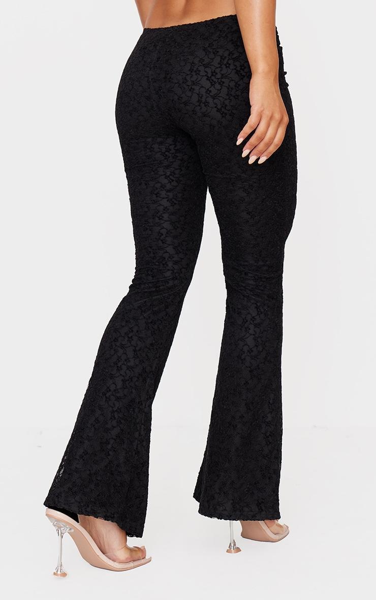 Black Velvet Lace Flare Leg Pants Product Image