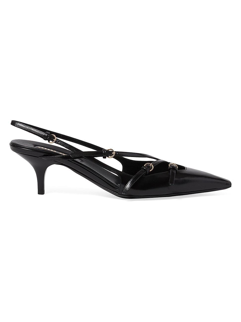 Womens Multi-Buckle 55MM Leather Slingback Pumps Product Image