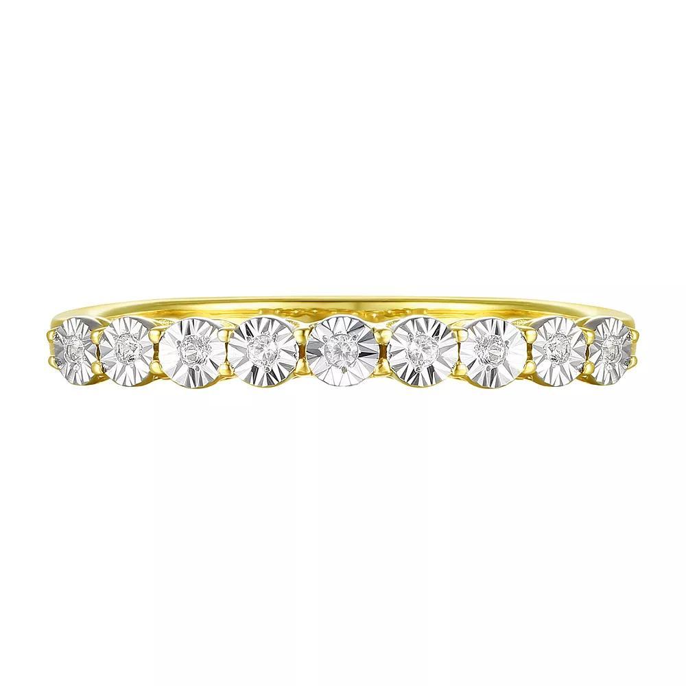 14k Gold Over Silver 1/10 Carat T.W. Diamond Ring, Women's, Size: 8, Gold Tone Product Image