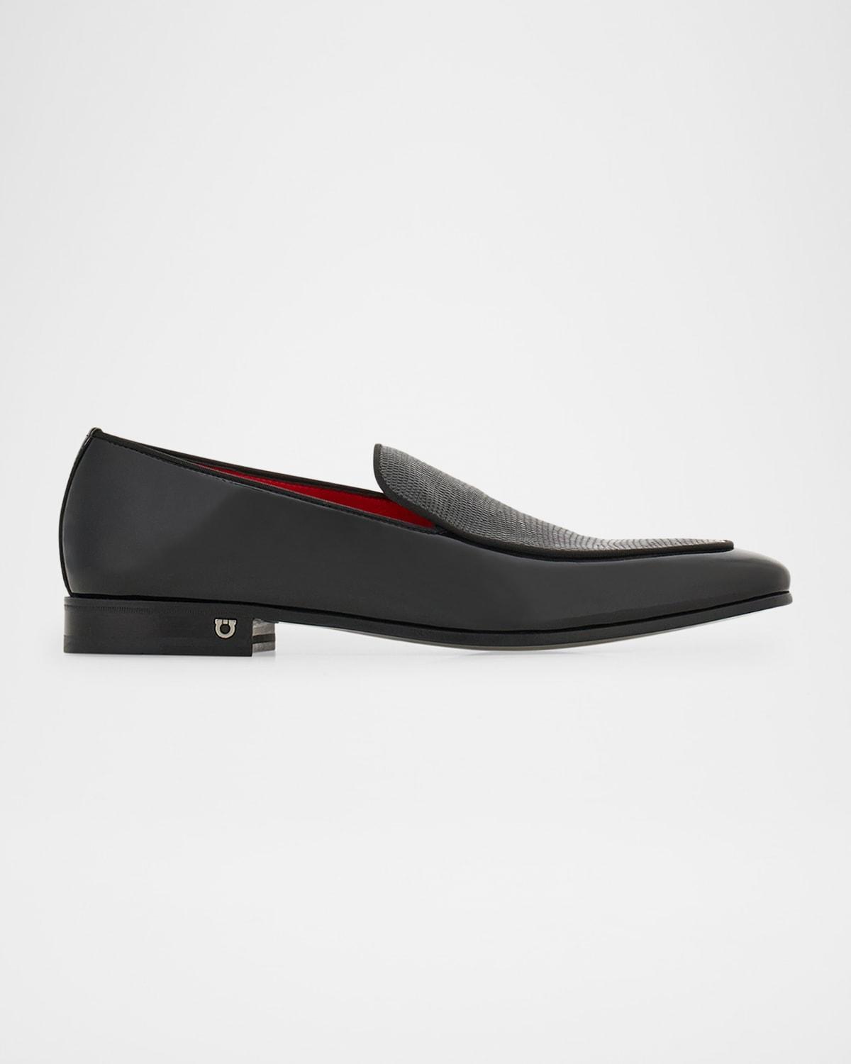 Ferragamo Mens Bloom Leather Loafers Product Image