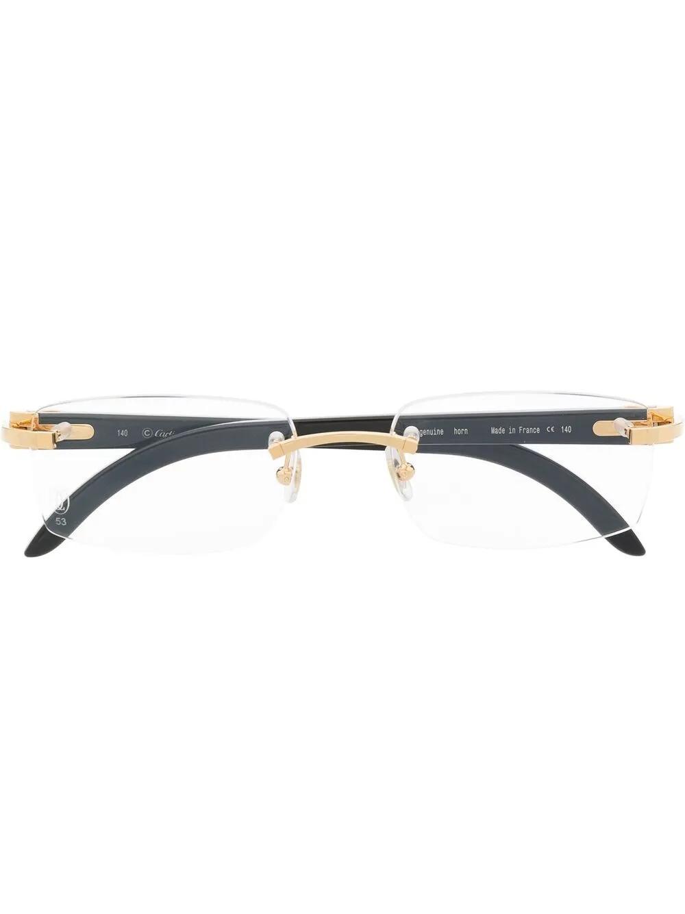 CARTIER Rectangle-frame Clear Glasses In Schwarz Product Image