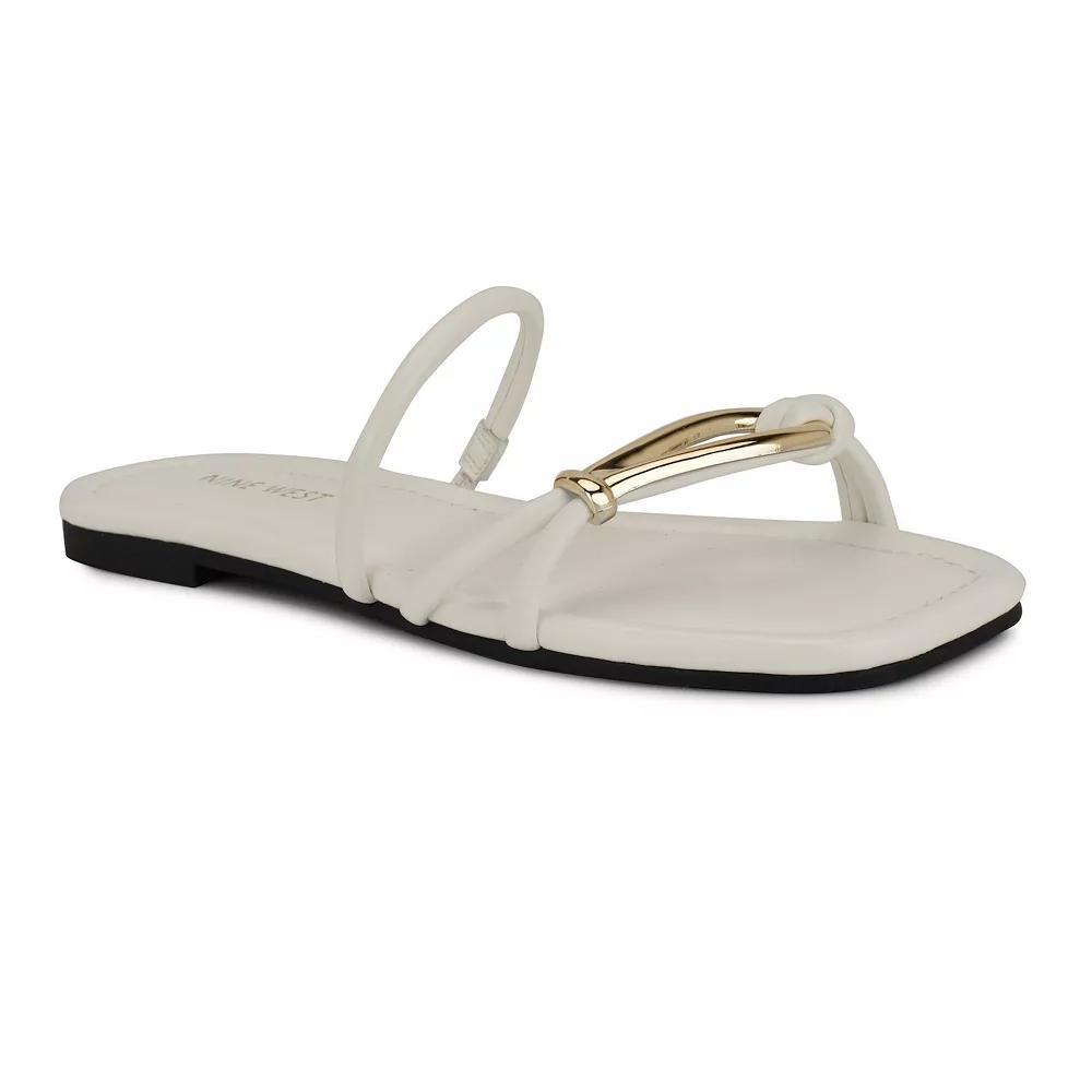 Nine West Tigra Slip-On Square Toe Women's Casual Sandals, Size: 10, White Product Image