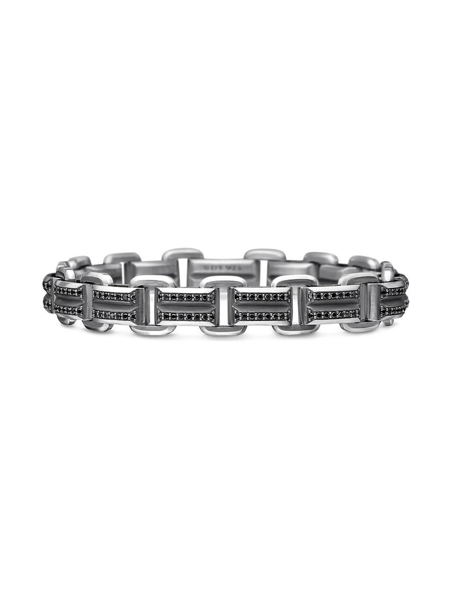 Mens Deco Beveled Link Bracelet in Sterling Silver Product Image