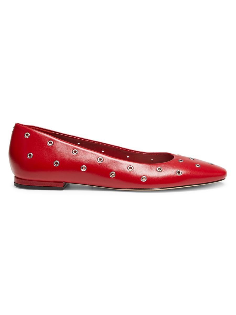 Womens Grommet Leather Ballet Flats Product Image