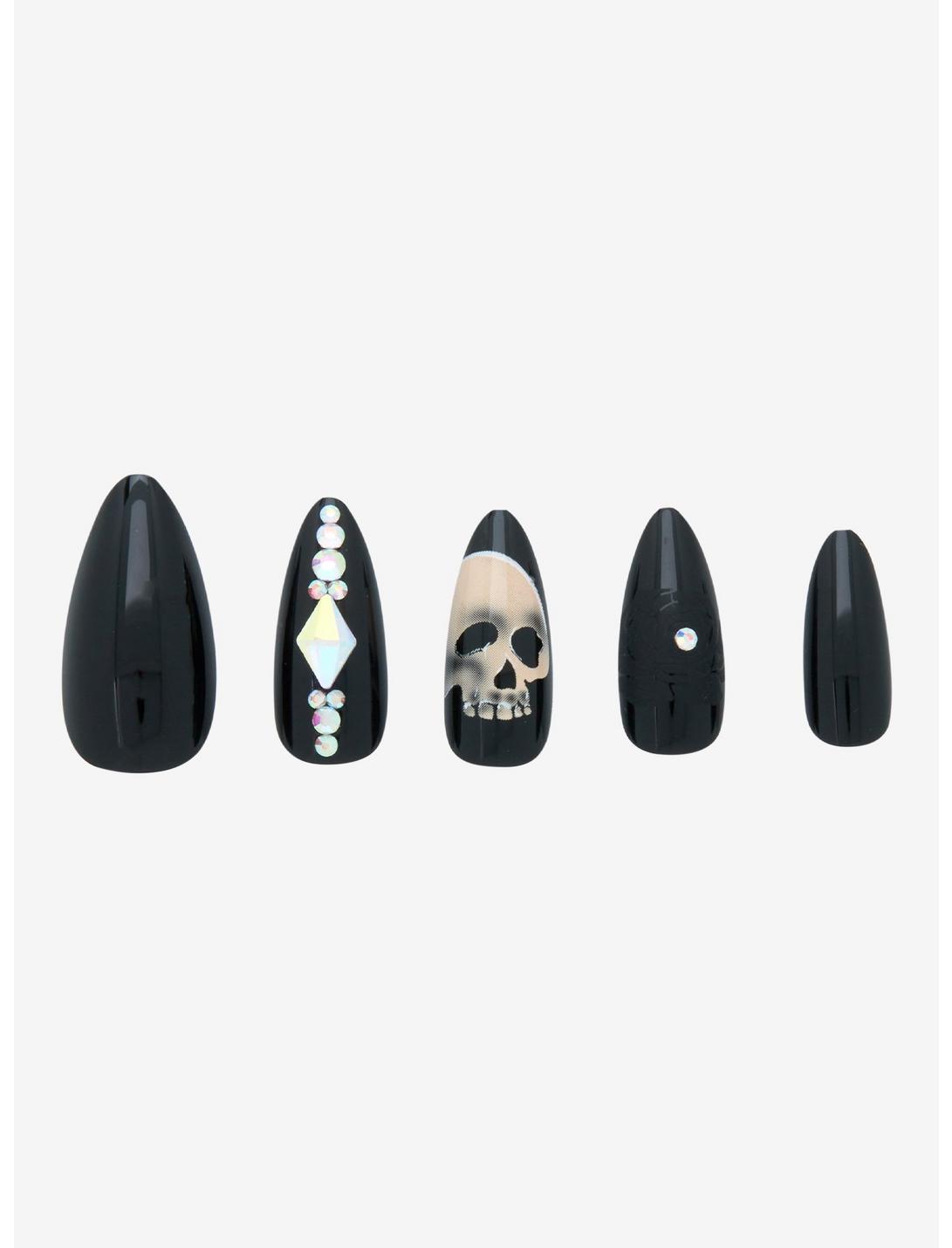 Blackheart Black Skull Rhinestone Press-On Nail Set Product Image