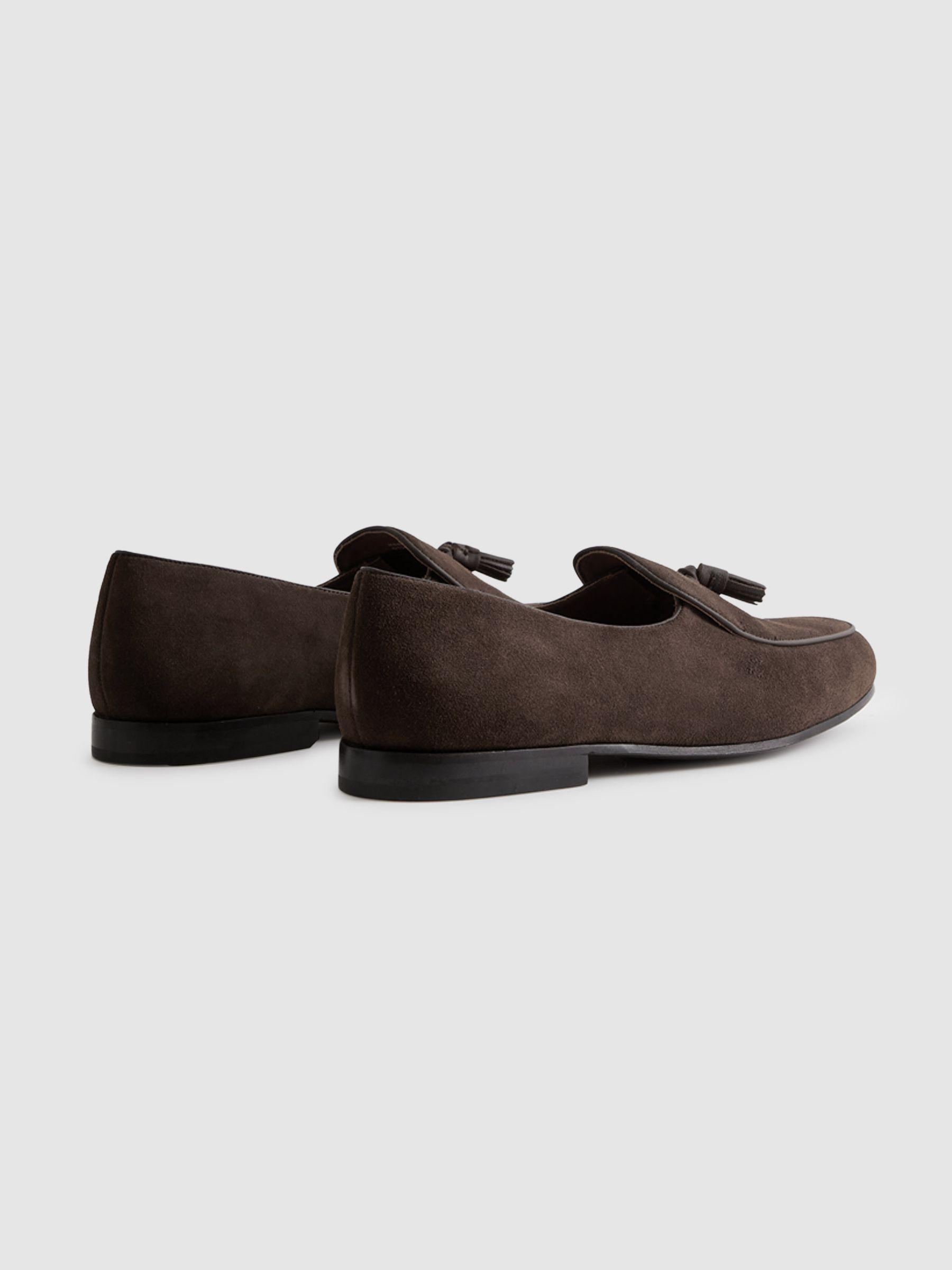 Suede Slip-On Belgian Loafers in Dark Brown Product Image