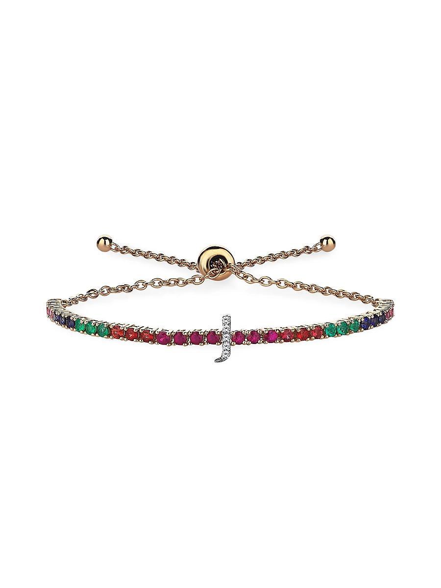 Womens Equinox 14K Yellow Gold & 0.31 TCW Diamond Initial Bracelet Product Image