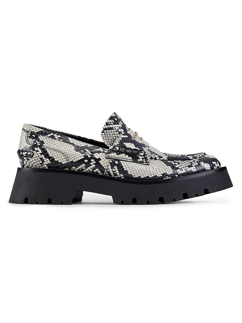 Womens Carter Snake-Print Leather Loafers Product Image