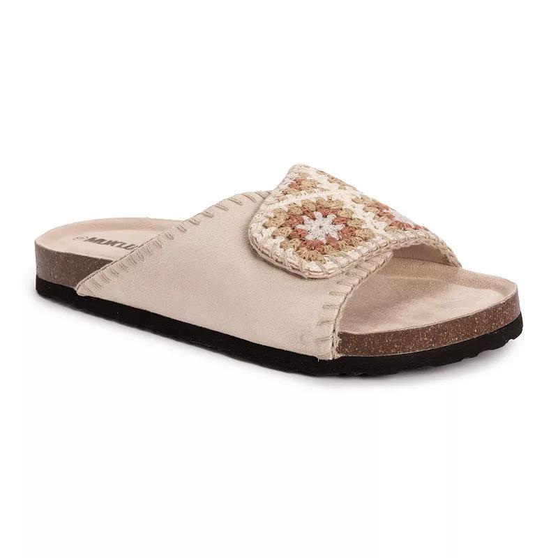 MUK LUKS Gigi Womens Suede Crochet Slide Sandals Product Image