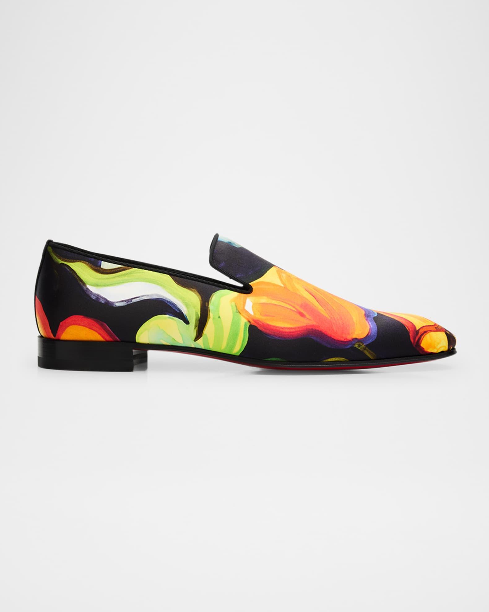 Men's Dandelion Floral Silk Red-Sole Loafers Product Image