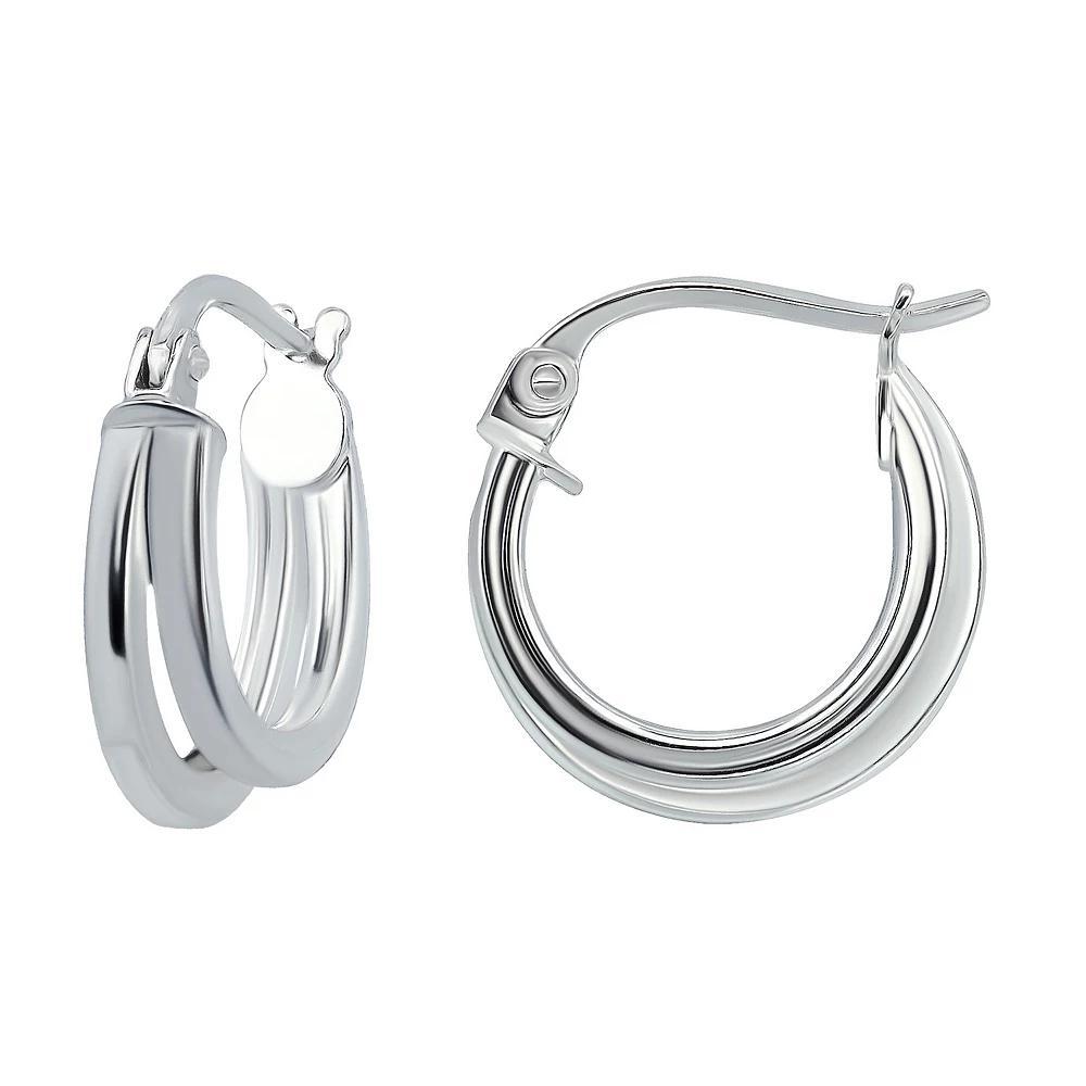 Aleure Precioso Sterling Silver Double Round Hoop Earrings, Women's, Silver Tone Product Image