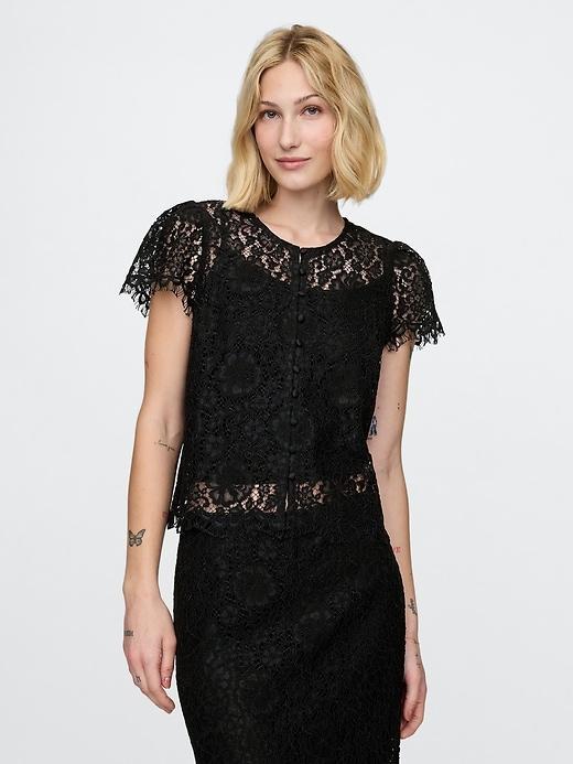 Cap-Sleeve Lace Top Product Image