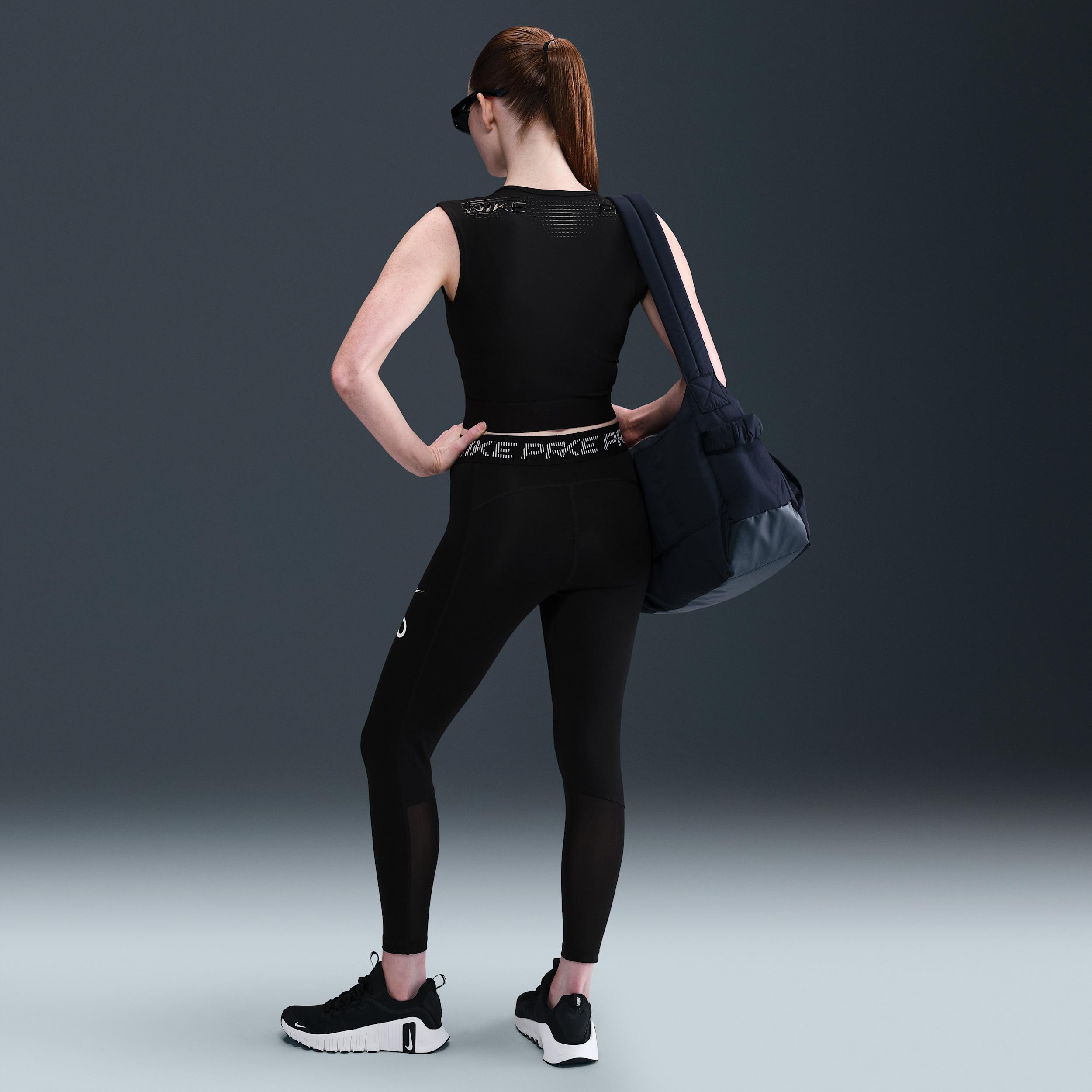 Women's Nike Pro Mid-Rise 7/8 Mesh-Panel Graphic Leggings Product Image
