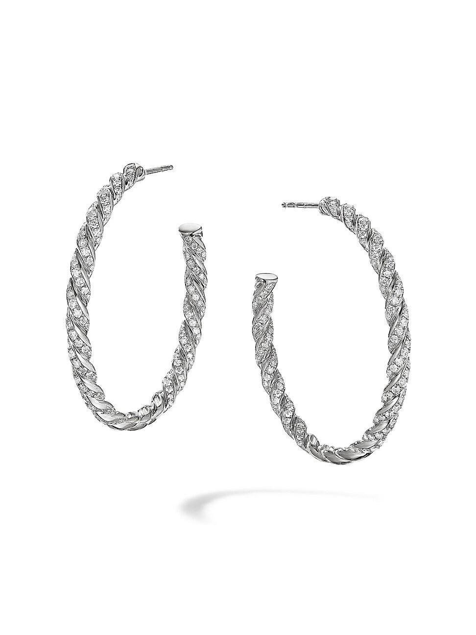 David Yurman Paveflex Hoop Earrings in 18K White Gold Product Image