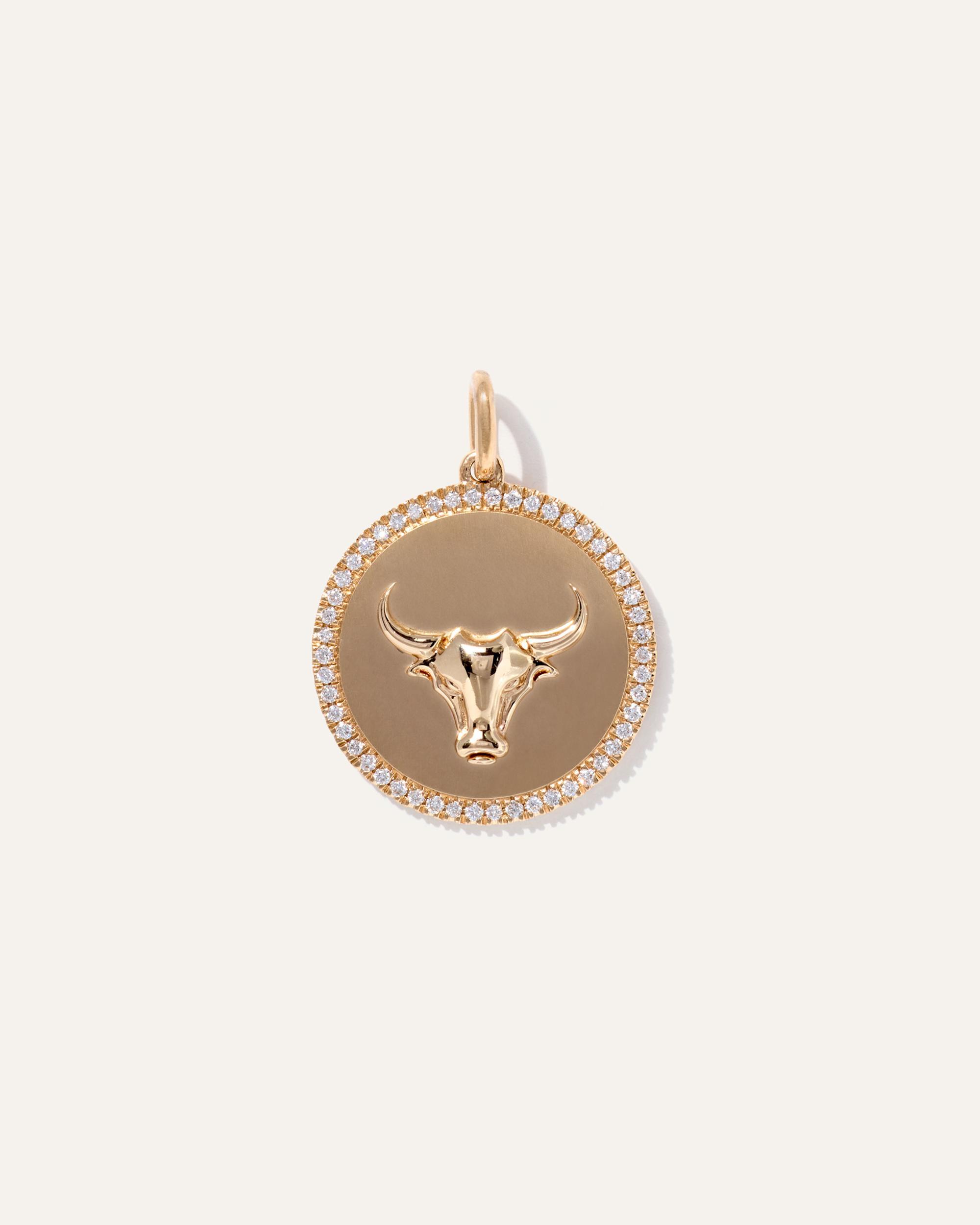 Quince | Women's 14K Gold Pave Zodiac Medallion Necklace Product Image