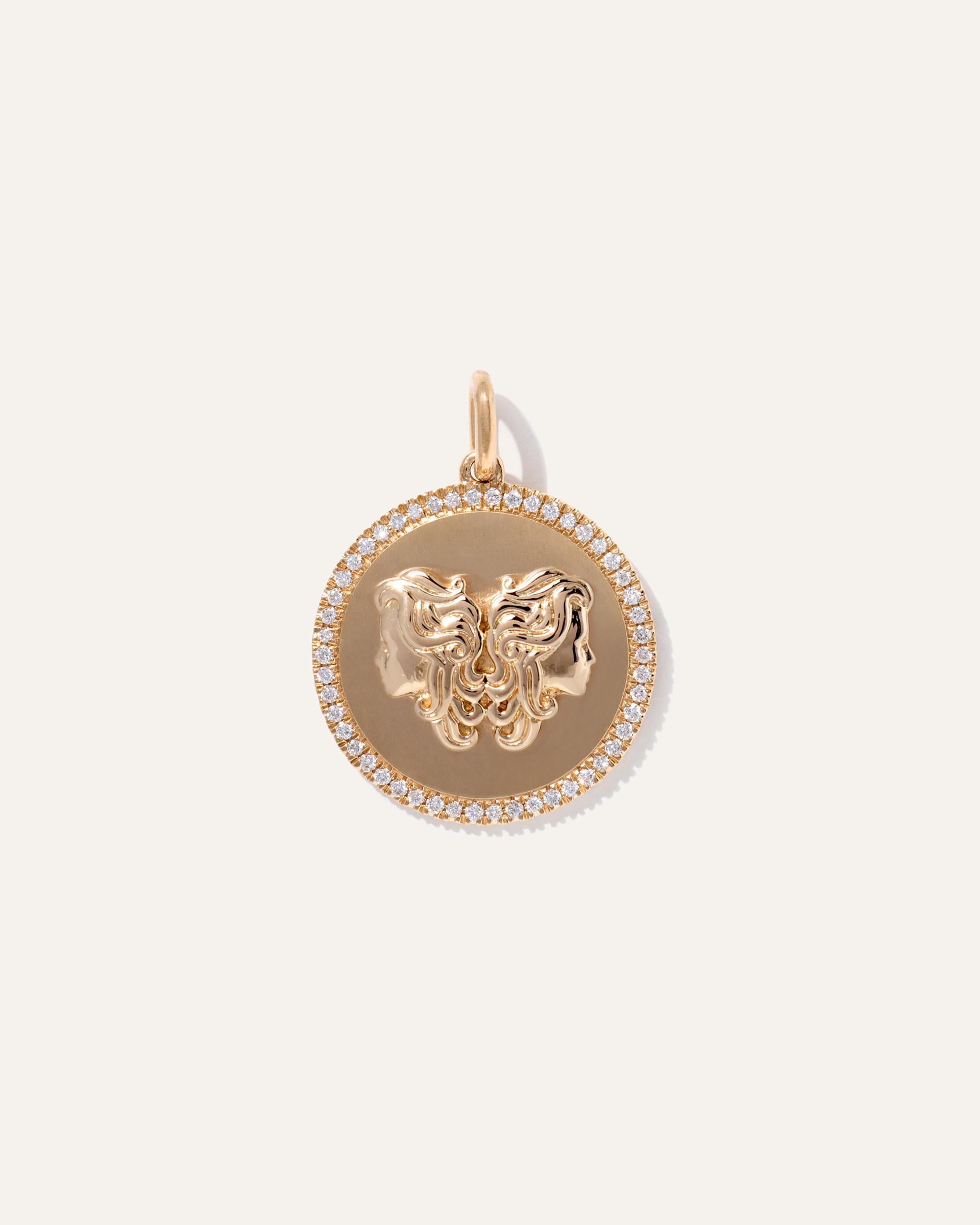 Quince | Women's 14K Gold Pave Zodiac Medallion Necklace Product Image
