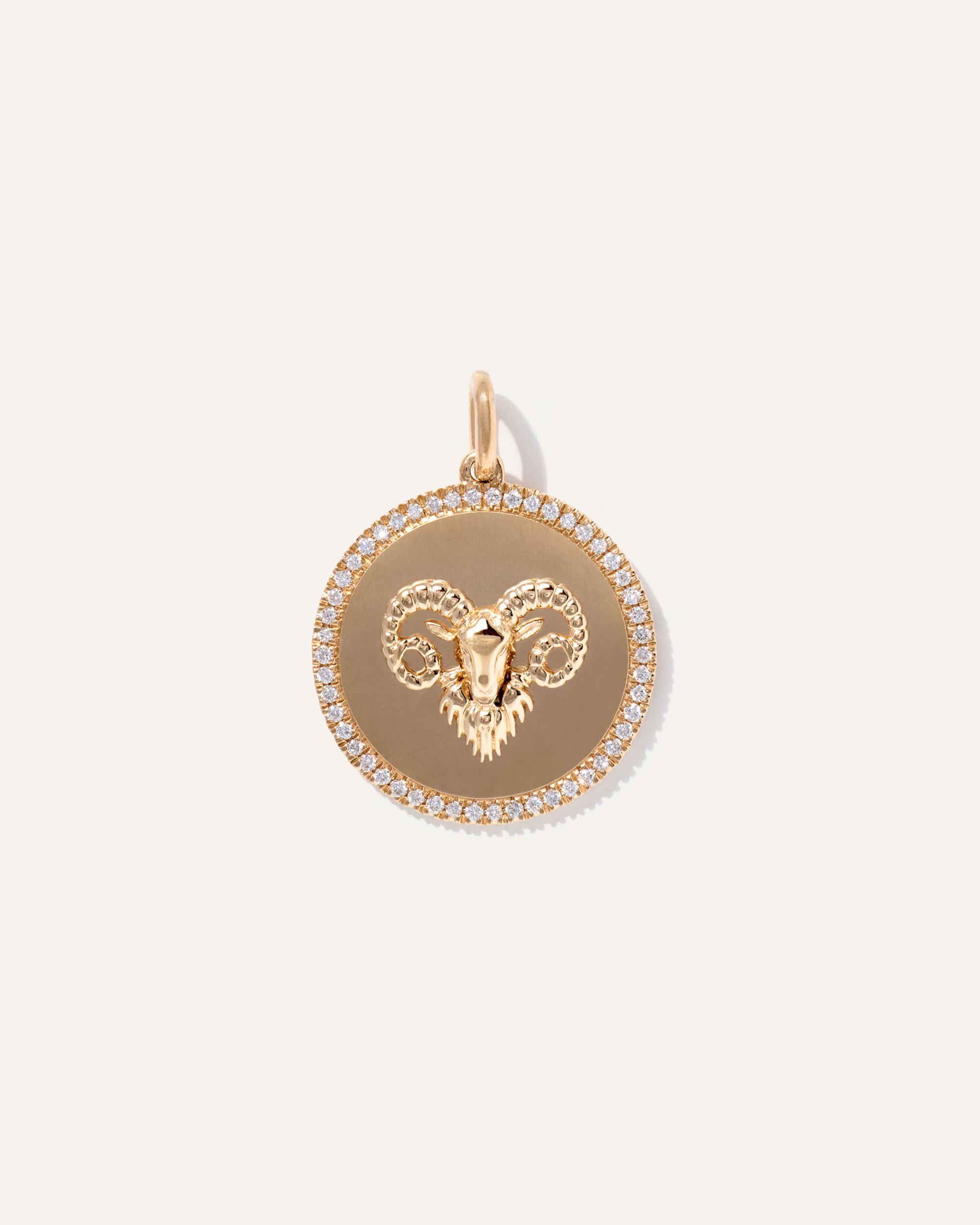 Quince | Women's 14K Gold Pave Zodiac Medallion Necklace Product Image