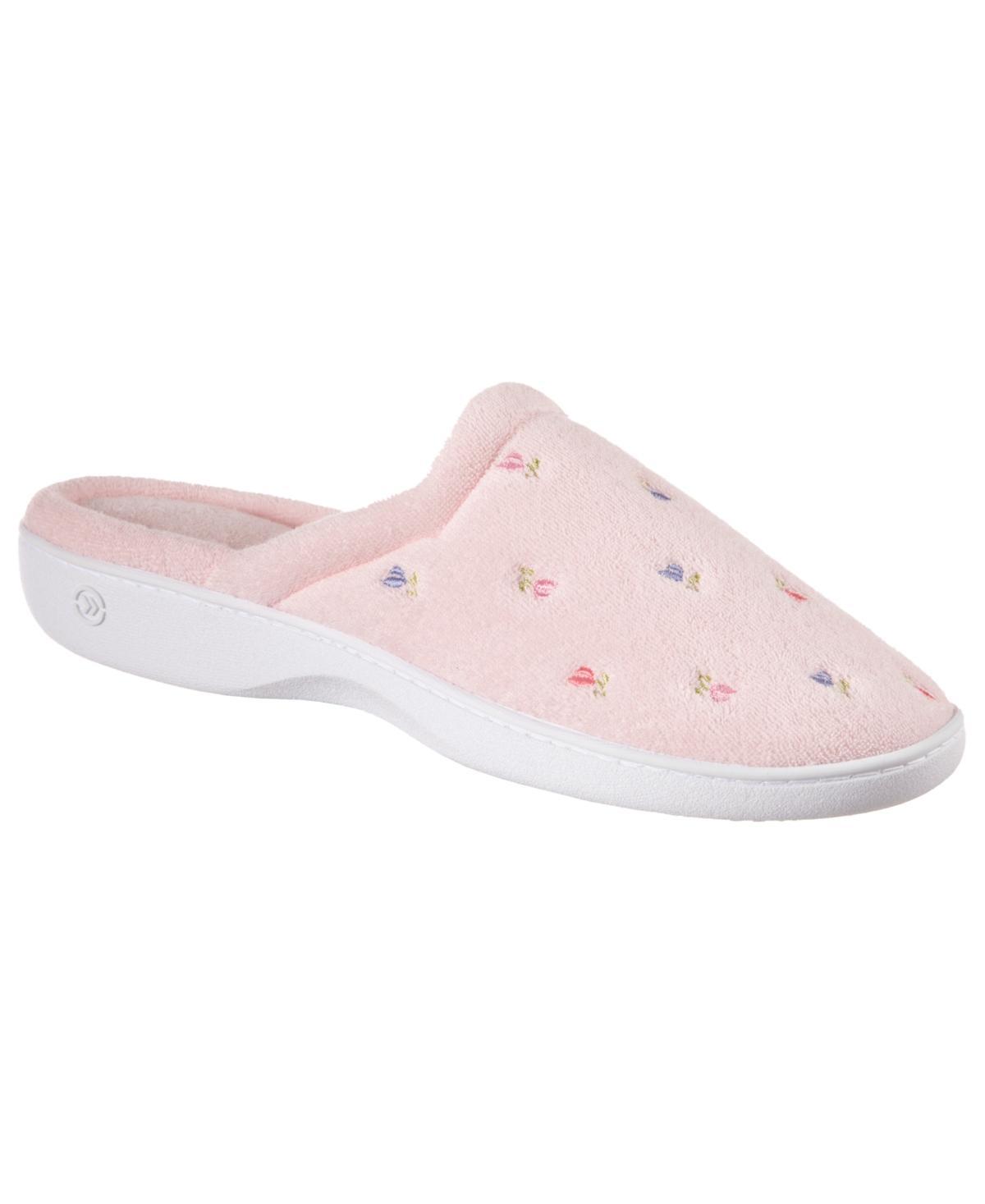isotoner Embroidered Terry Secret Sole Womens Clog Slippers Purple Product Image