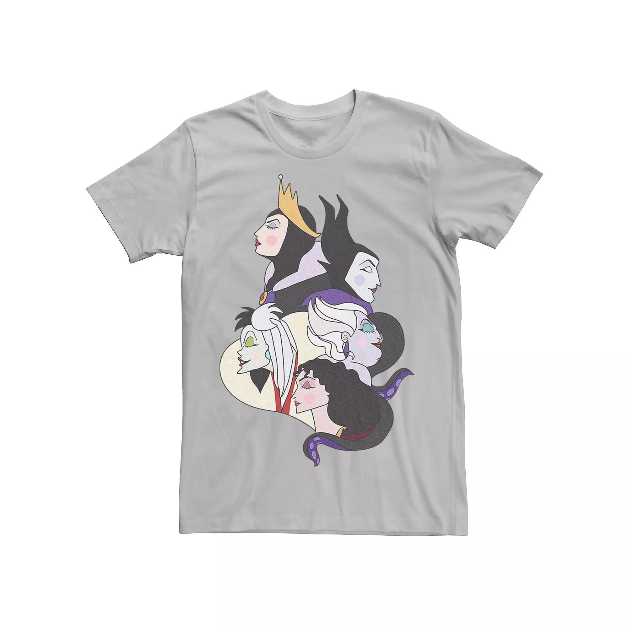 Disney's Villains Side Profile Group Shot Men's Tee, Boy's, Size: Large, Silver Product Image