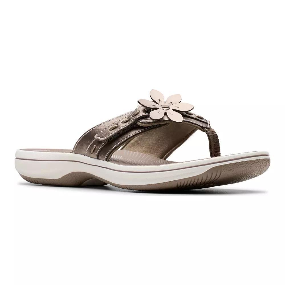 Clarks® Cloudsteppers Breeze Opal Women's Flip Flop Sandals, Size: 10, Silver Product Image