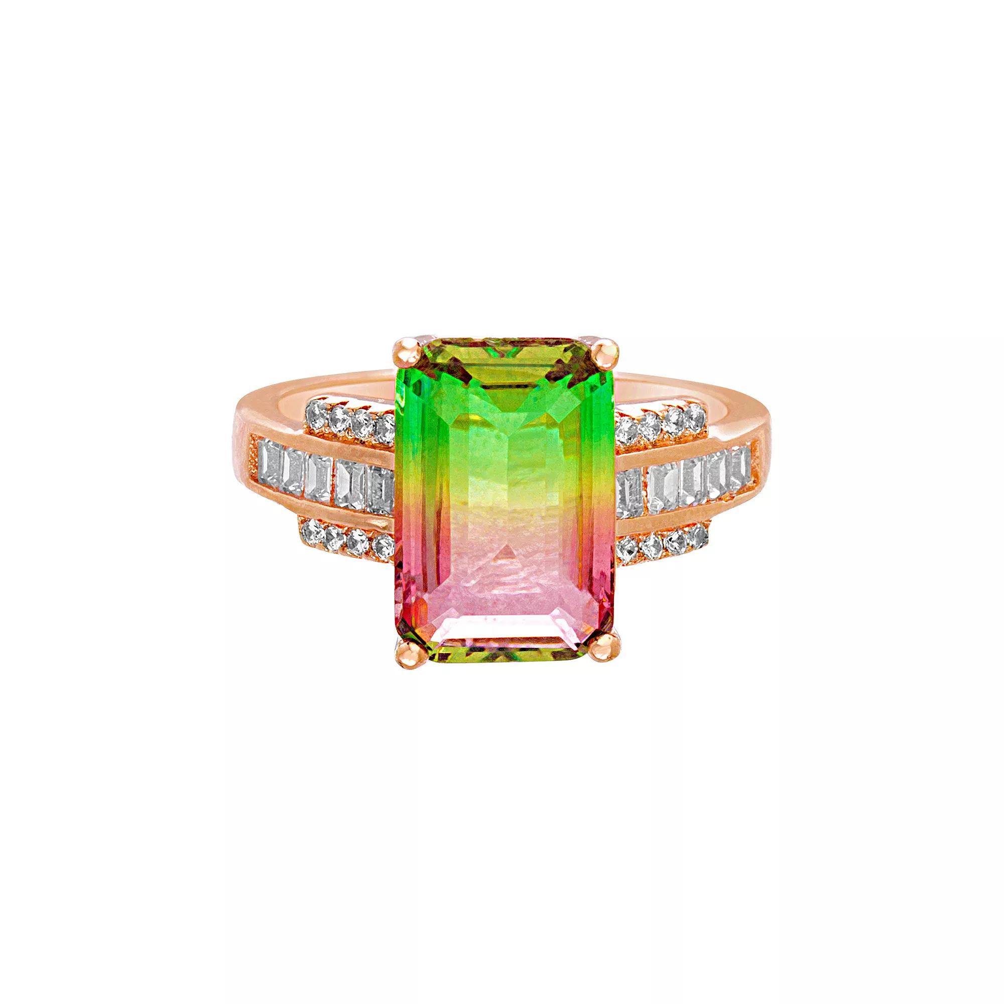 18k Rose Gold Over Silver Watermelon Cubic Zirconia Ring, Women's, Size: 7, Pink Tone Product Image