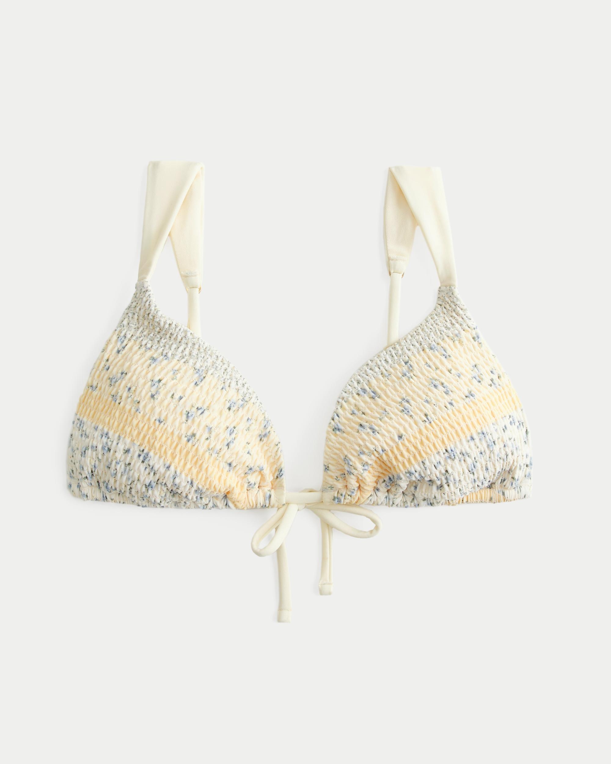 Smocked Over-the-Shoulder Triangle Bikini Top Product Image