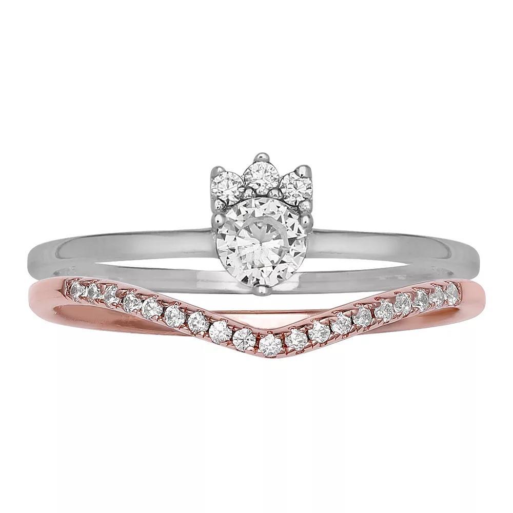PRIMROSE 18k Rose Gold Over Sterling Silver Double Band Ring, Women's, Size: 9, Pink Over Sterling Product Image