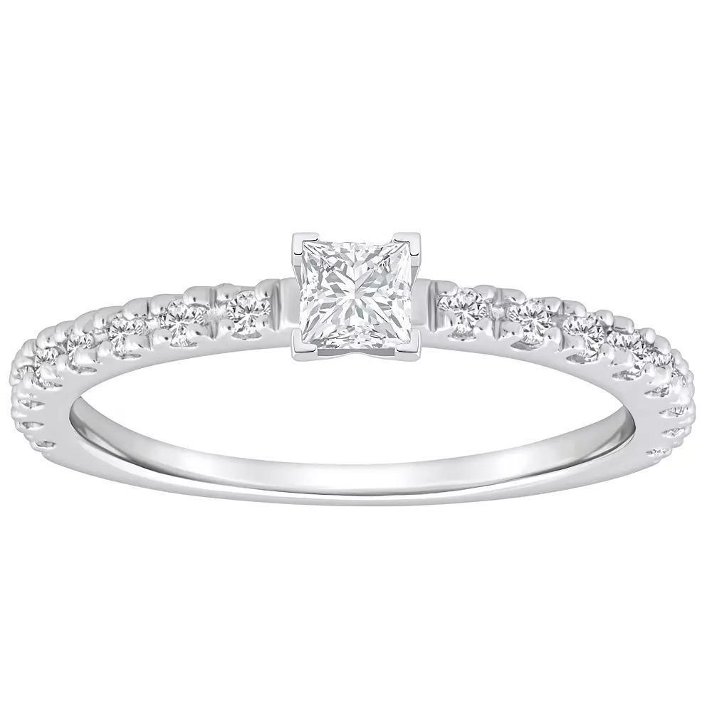 Alyson Layne 14k Gold 1/2 Carat T.W. Diamond Princess Cut Embellished Band Engagement Ring, Womens 14k Two Tone Rose Gold Product Image