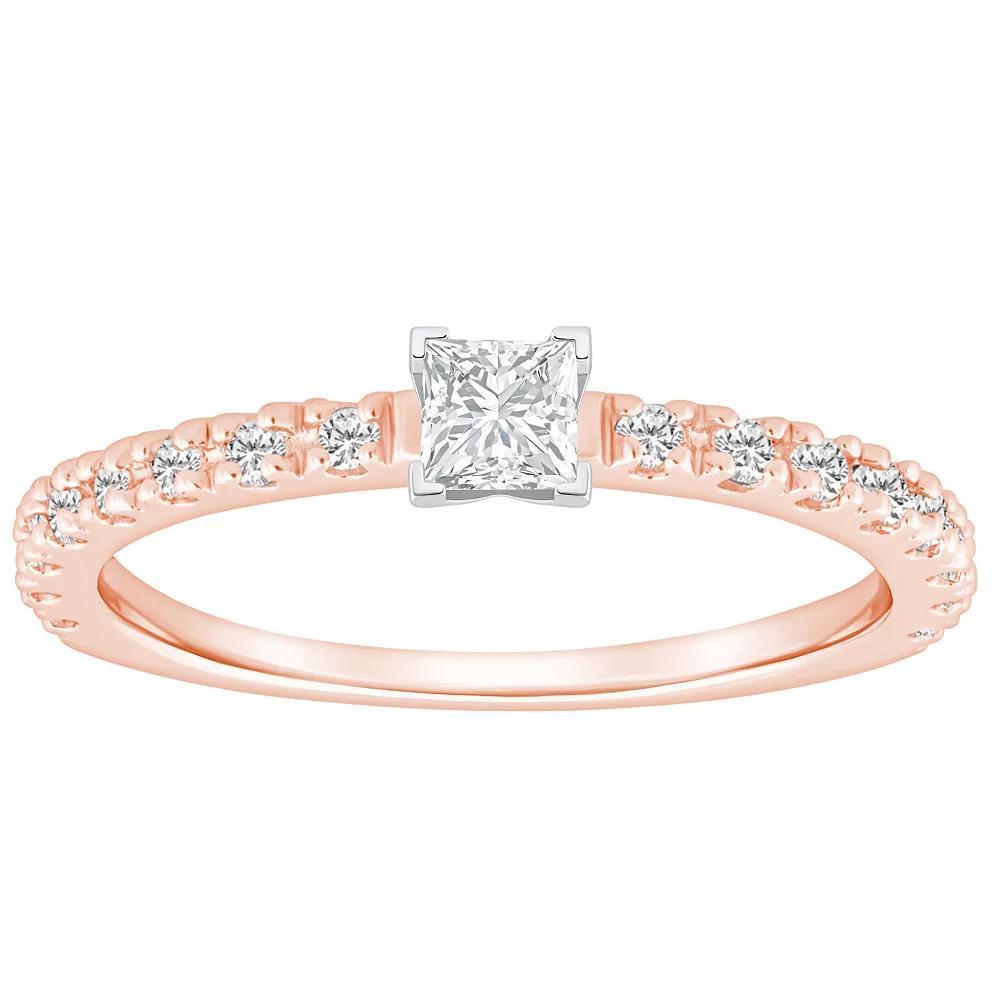 Alyson Layne 14k Gold 1/2 Carat T.W. Diamond Princess Cut Embellished Band Engagement Ring, Womens 14k Two Tone Rose Gold Product Image