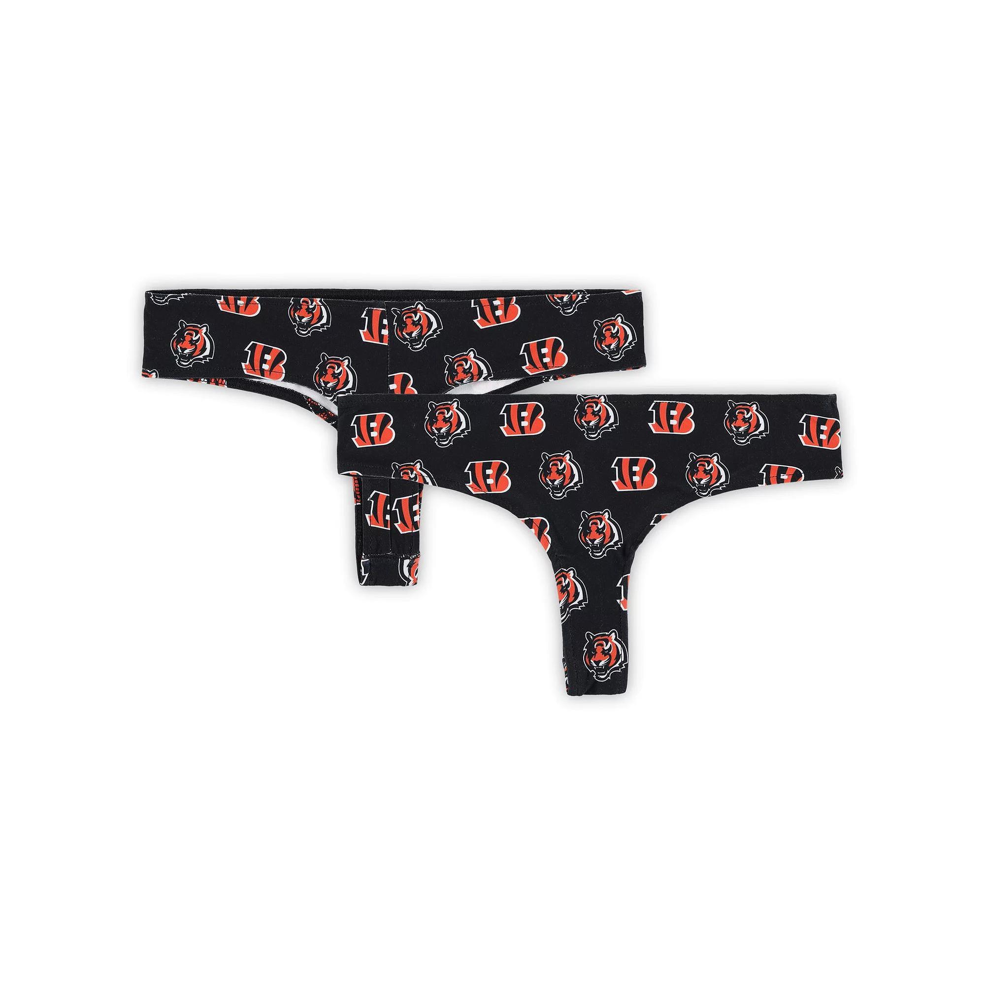 Women's Concepts Sport Black Cincinnati Bengals Record Allover Print Knit Thong, Size: Medium Product Image