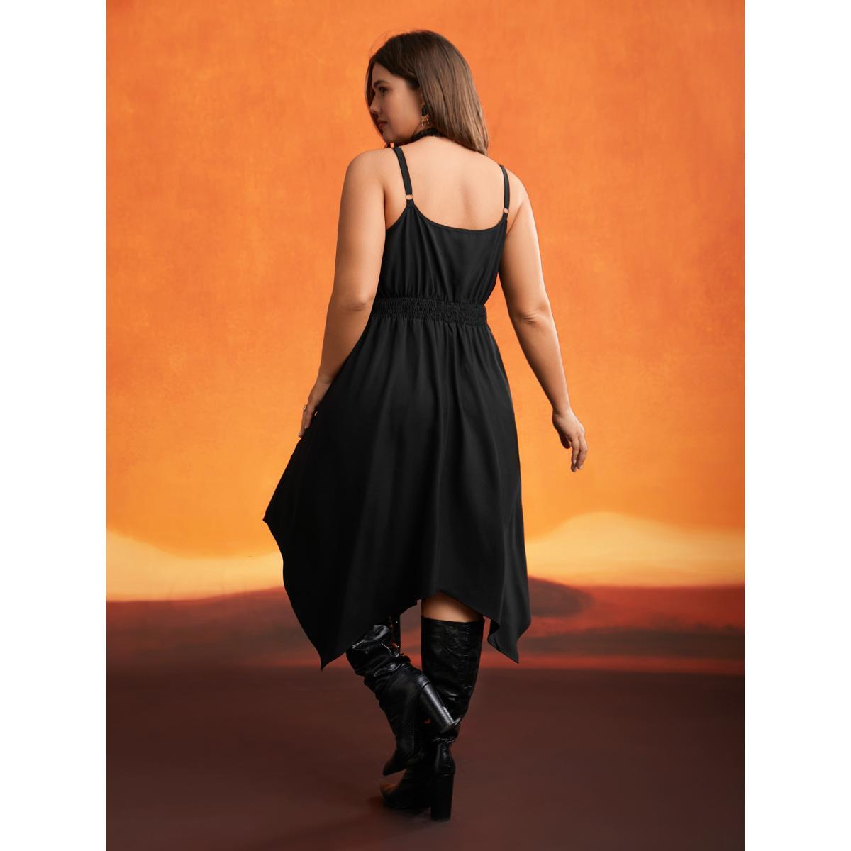 Plus Size Mystic Irregular Lace Up Midi Dress Black Women Cocktail Wraparound straps Party Curvy Bloomchic 10/M Product Image