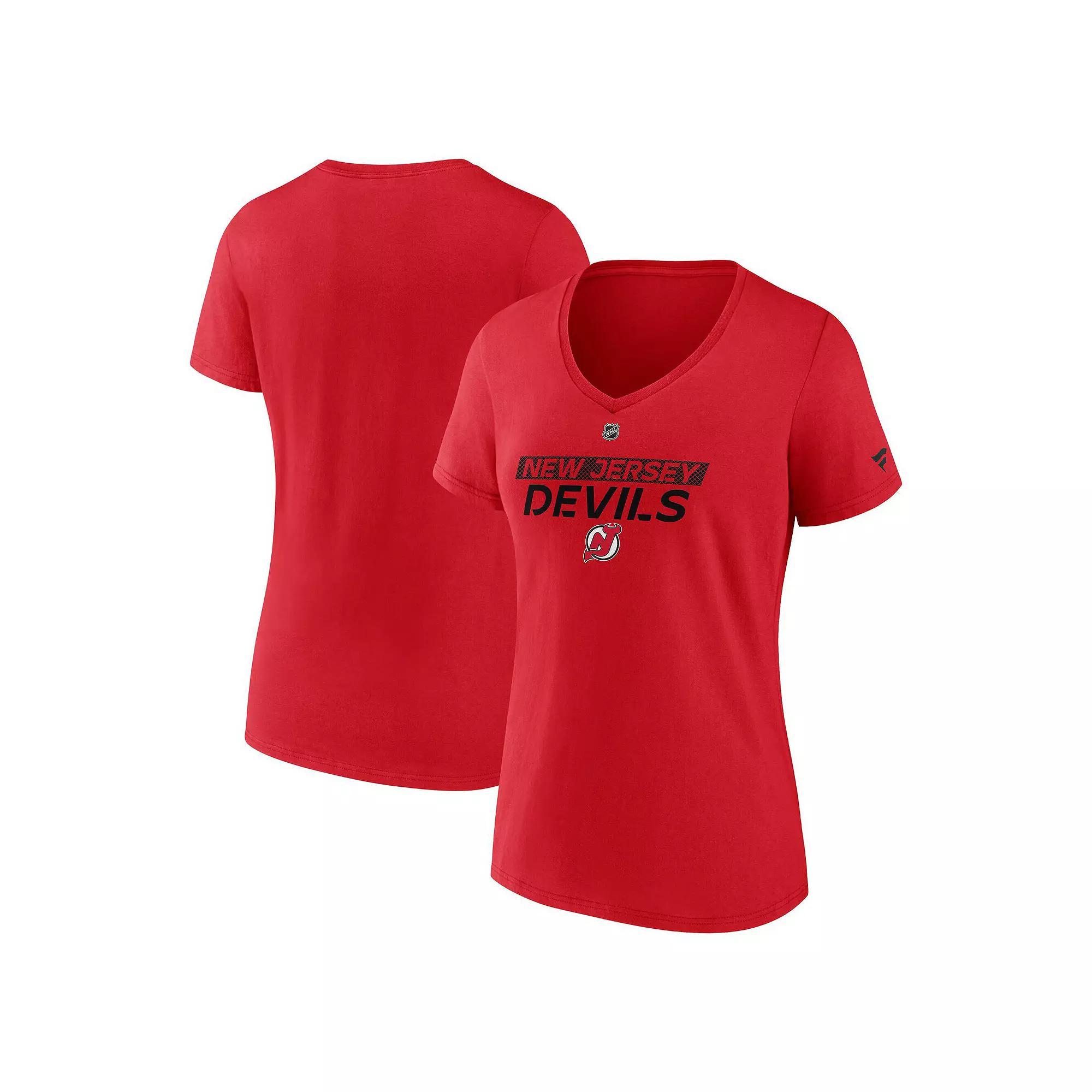 Women's Fanatics  Red New Jersey Devils Authentic Pro Core Primary V-Neck T-Shirt, Size: Large, Nhl Red Product Image