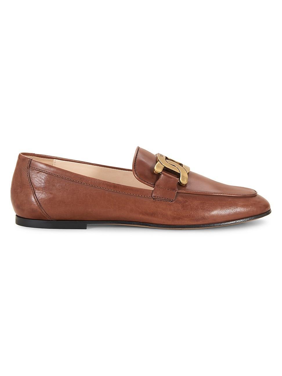 Leather Chain Slip-On Loafers Product Image