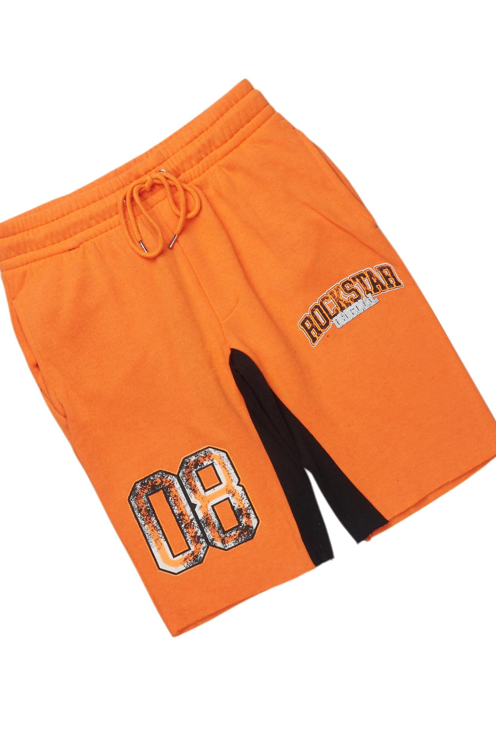 Fields White/Orange Raw Edge T-Shirt Short Set Male Product Image